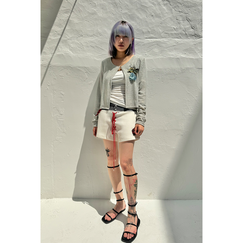 TWO-TONE WAIST WAFFLE SHORTS