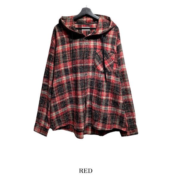 Allen crack check hood shirt