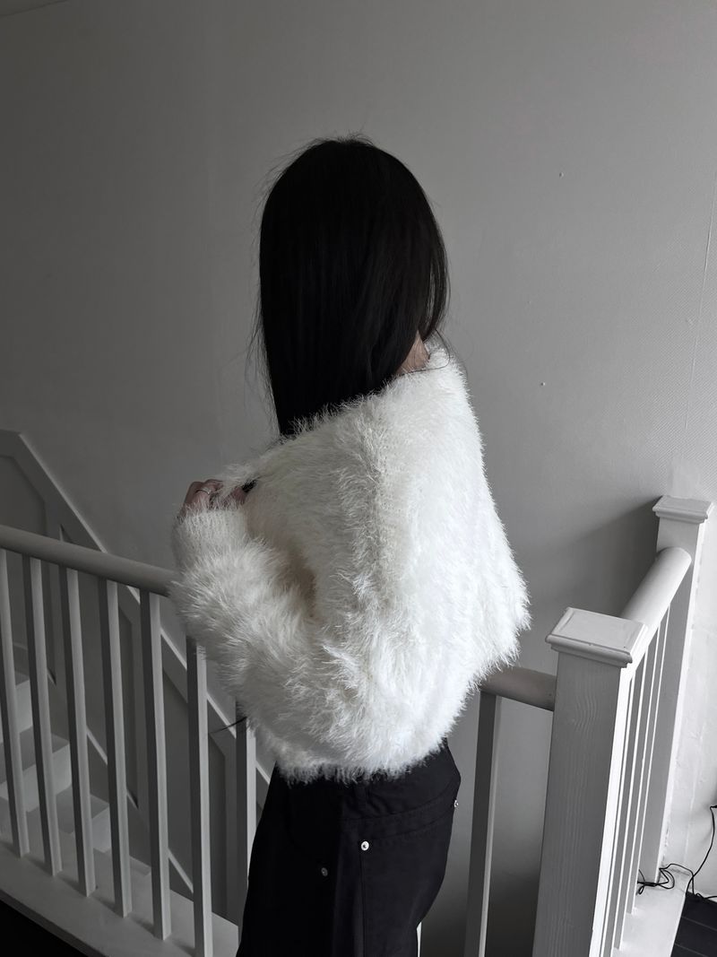 hitch fur crop cardigan (2color)