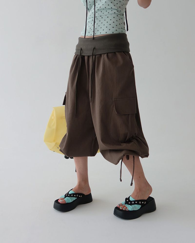 Rollup Cargo Bermuda Harem Capri Pants