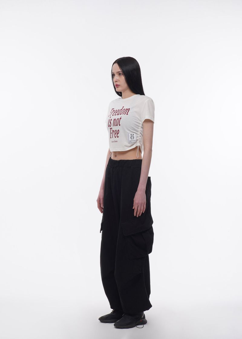 DXOH(ディソエイチ)の「フリーダムサイドストリングクロップTシャツ(トップス)」