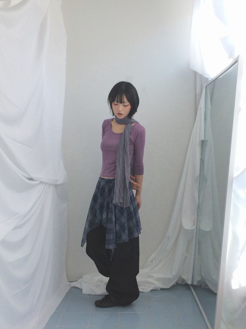 Misty Checkered Layered Skirt