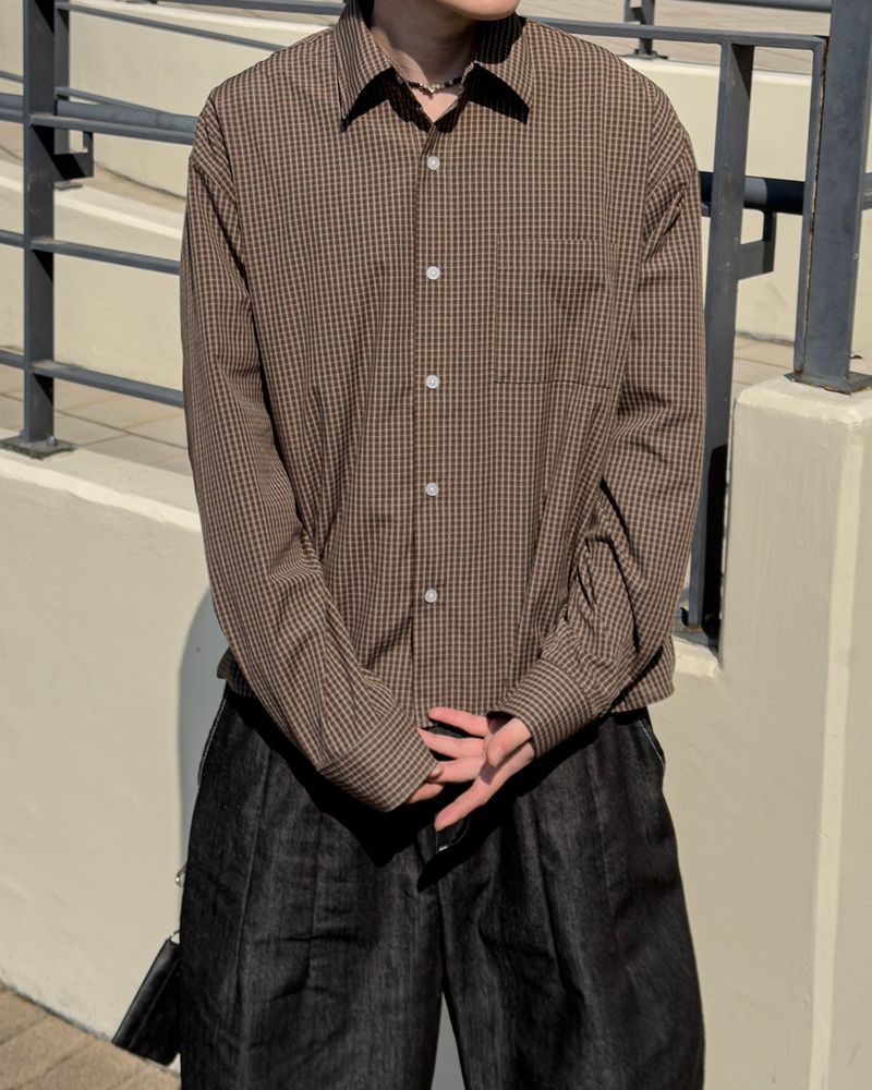 Neric Mini Check Cropped Shirt