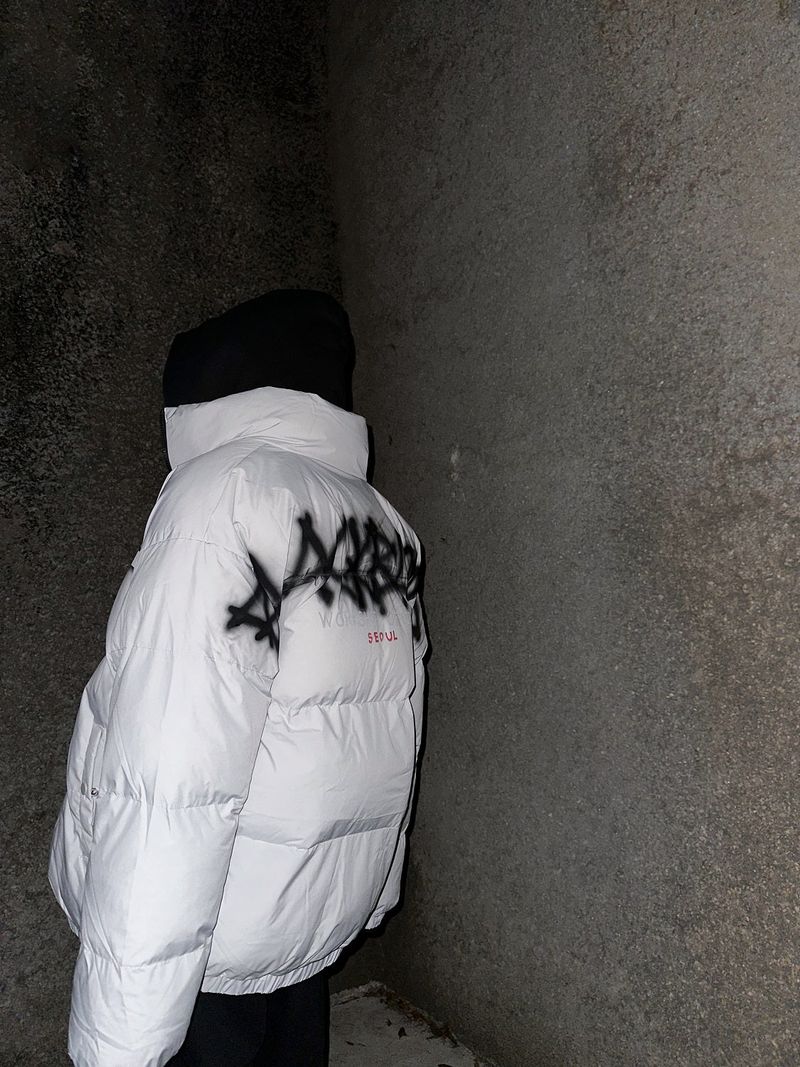 BBD Empty Sprayed Logo Padding Jacket (Light Gray)