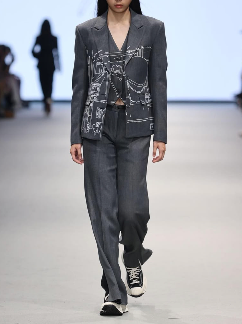 Grey Printed City Suit