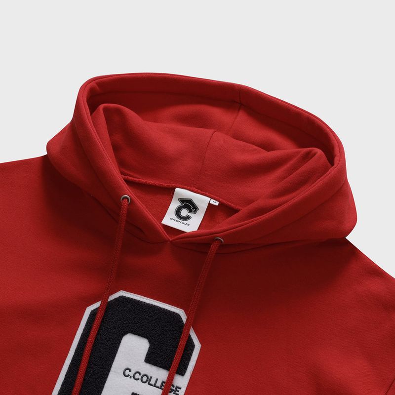 Mix C patch Hoodie / Red [Unisex]