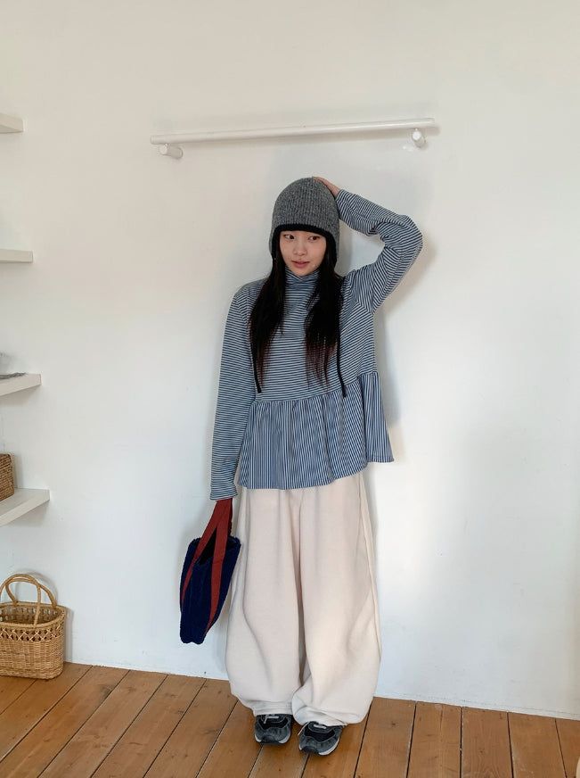 Kitto Wool Color Matching Earflap Knit Beanie