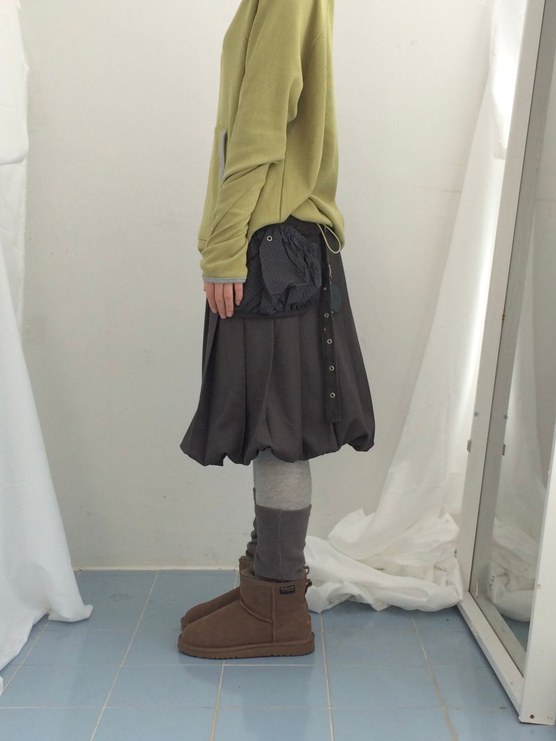highneck loose waffle hood