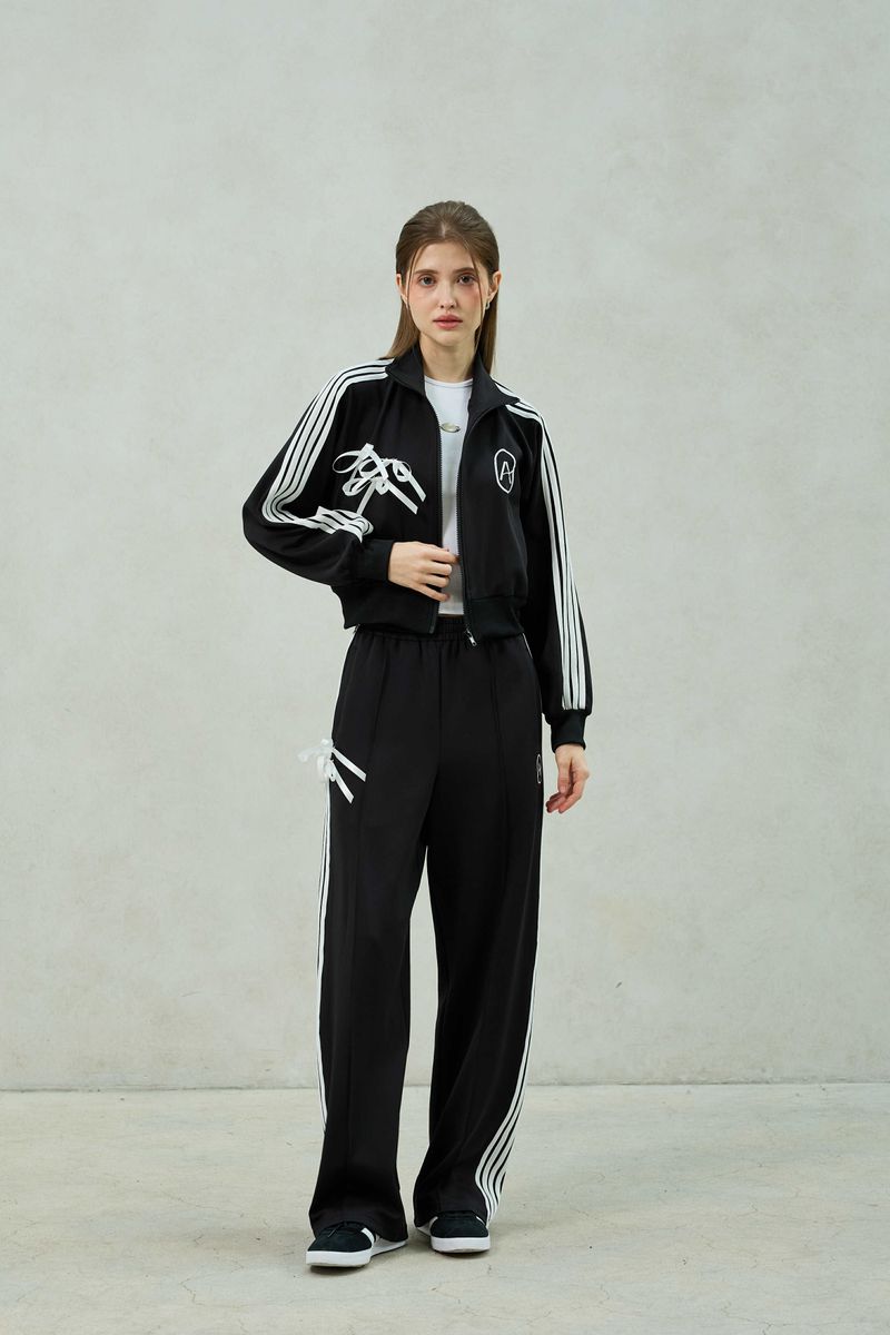 RIBBON JERSEY TRACK TOP / BLACK
