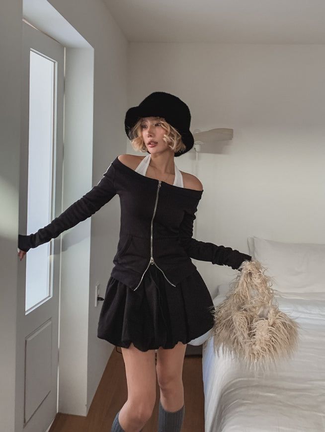 Chad Balloon Brushed Mini Skirt