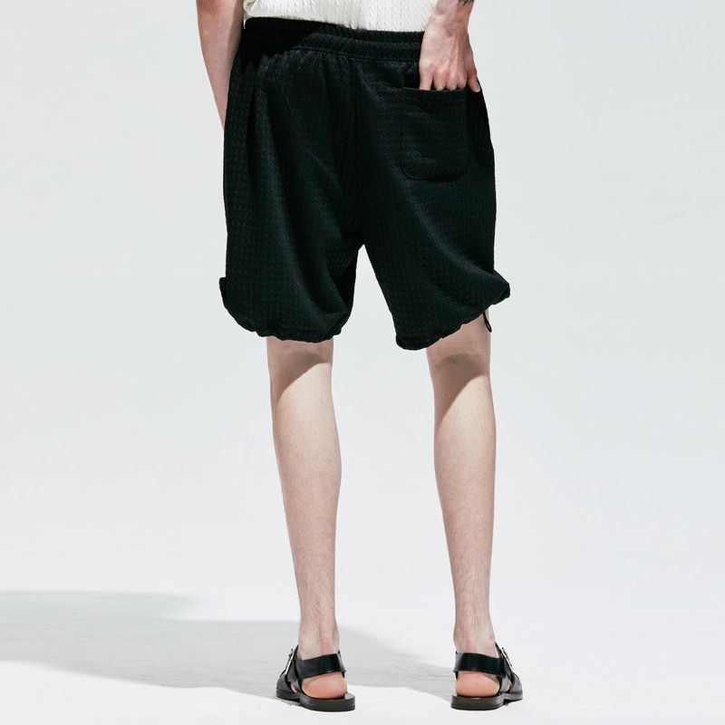 2way waffle half banding pants black