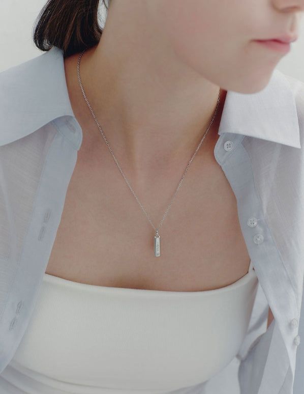 hyeres lor（イエール・ロール）の「26SS★ [Premium Plating] Volume Square AB(W) Dual Pave Necklace（Accessories）」