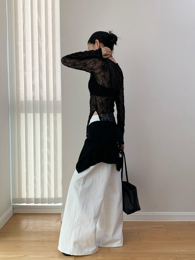 Four Seasons Wide Washed Cotton Pants