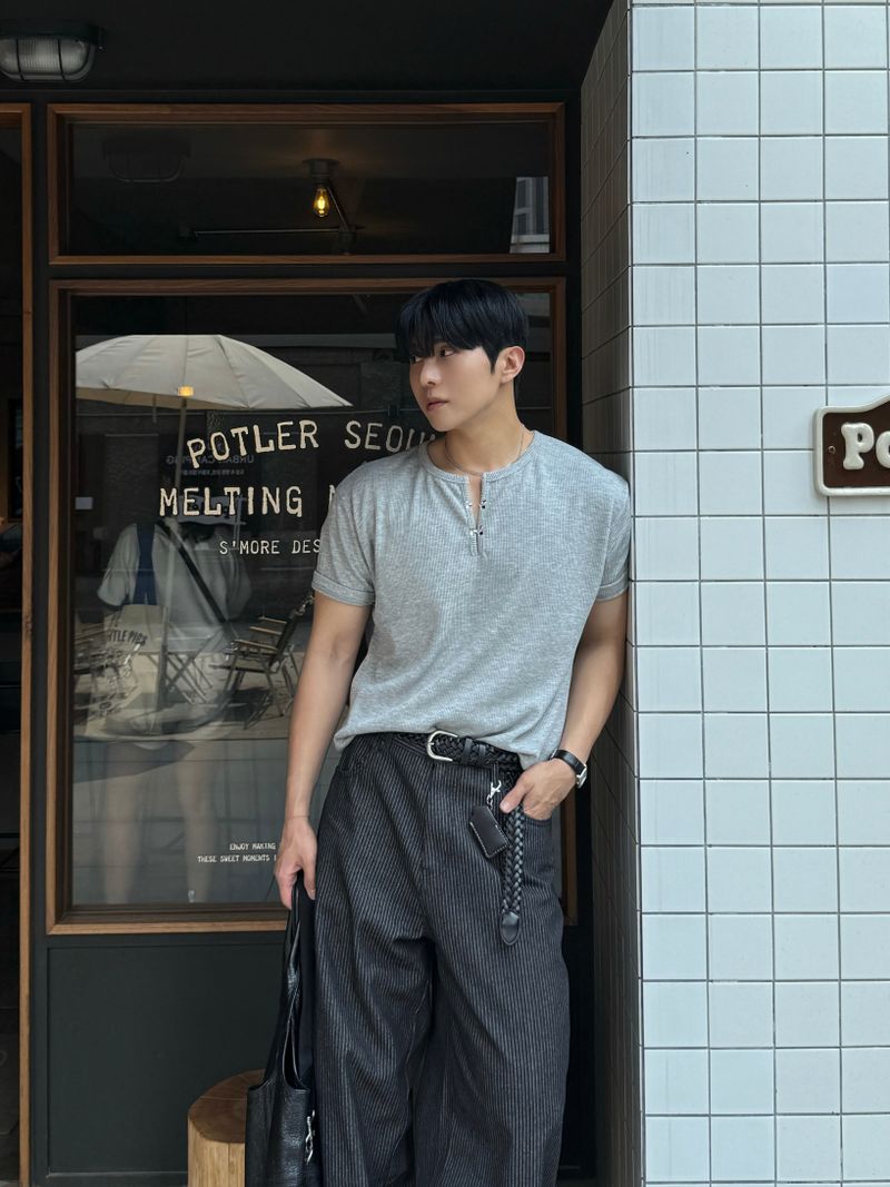 Pint stripe denim pants