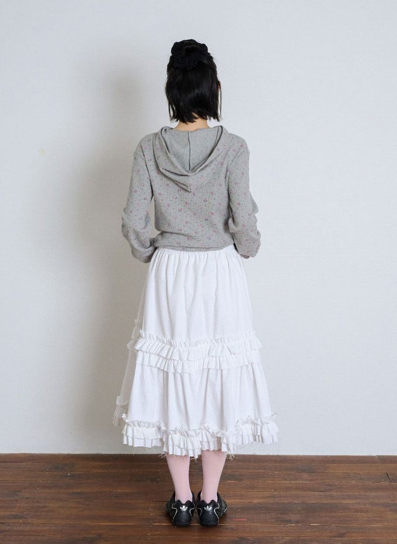 RUFFLE POINT SKIRT - WHITE