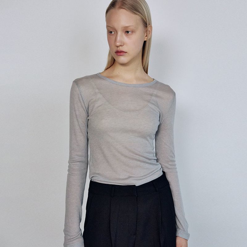 WOOL TENCEL TEE_GRAY