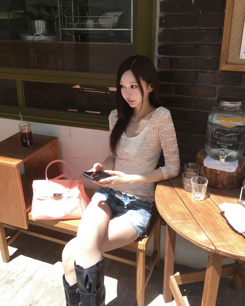 Two button vintage washing shorts
