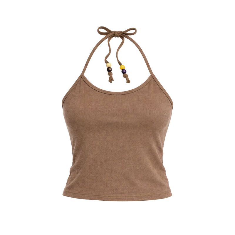 Sserpe(セルぺ)の「Beads Pigment Halter Neck Sleeveless Brown(Tops)」