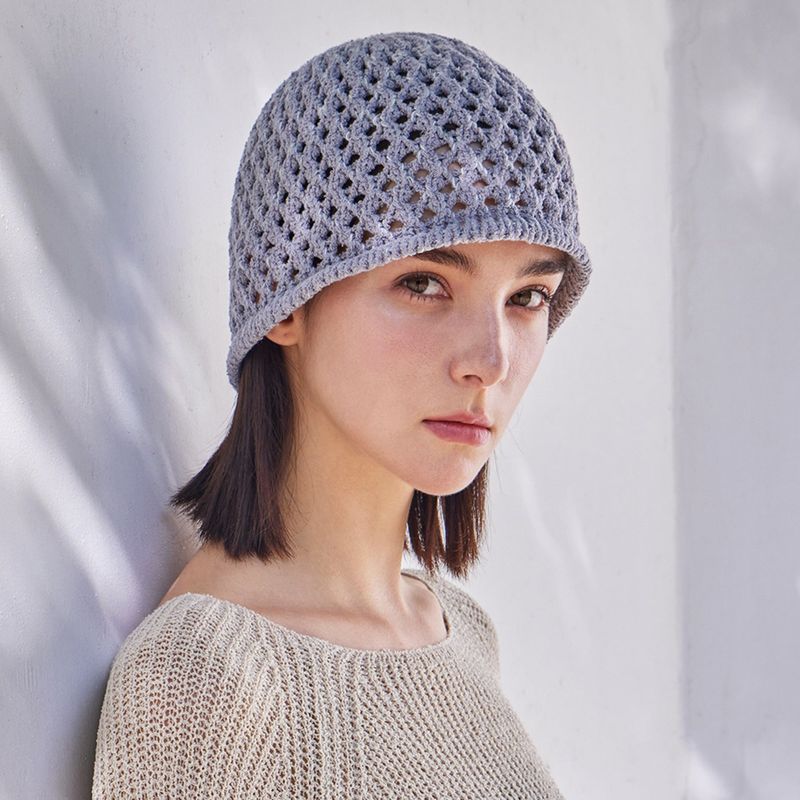 VZ Long Label Punching Knit Bucket Hat / Gray
