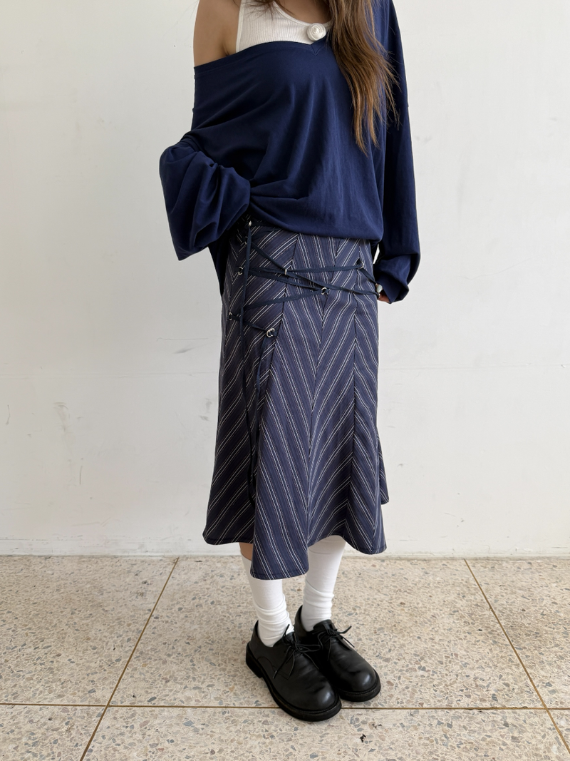 zigzag pattern midi skirt