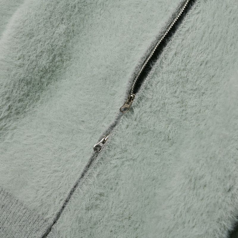[LINE] Mohair Wool Blend Knit Zip-Up
