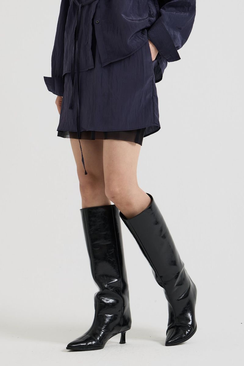 Sheer Layered Mini Skirt, Charcoal