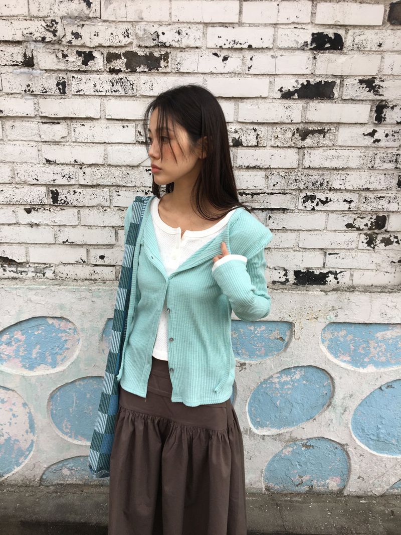 Ribbed Strap Cardigan (6color)