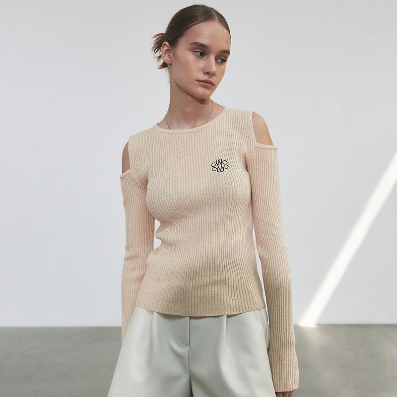 RUNWAY SHOULDER RIBBED KNIT_BLACK