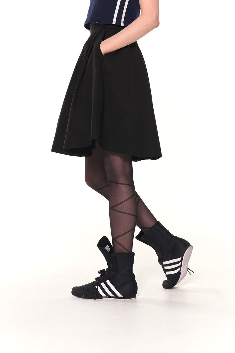 FLARE COTTON MINI SKIRT (BLACK)