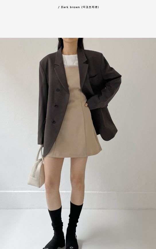 [unisex] Curved 3Button Over Fit Blazer Jacket