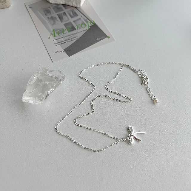 rri Ballet Core Silver 925 Silver Ribbon Fresh Pearl Two Way Guest Look Necklace
