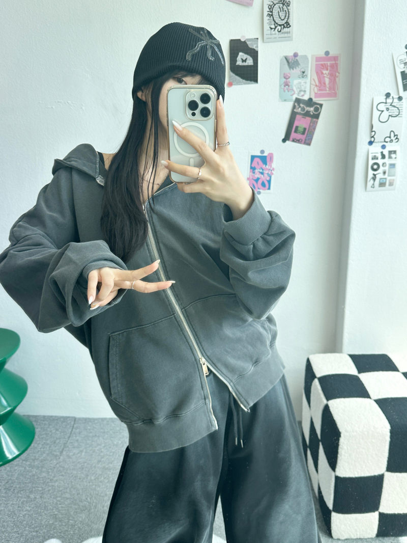 CCORTTI(コルッティ)の「DAILY PIGMENT 2-WAY HOOD ZIP-UP💛🤎🩶 - 5 COLORS(Jackets/Outerwear)」