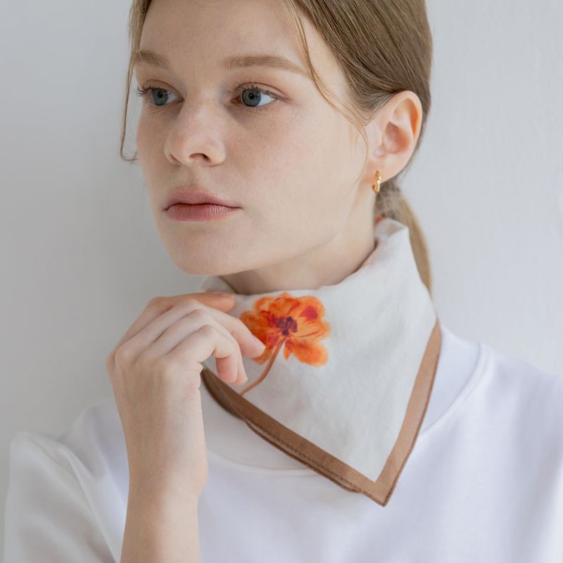 PRESSED FLOWER SCARF - Orange