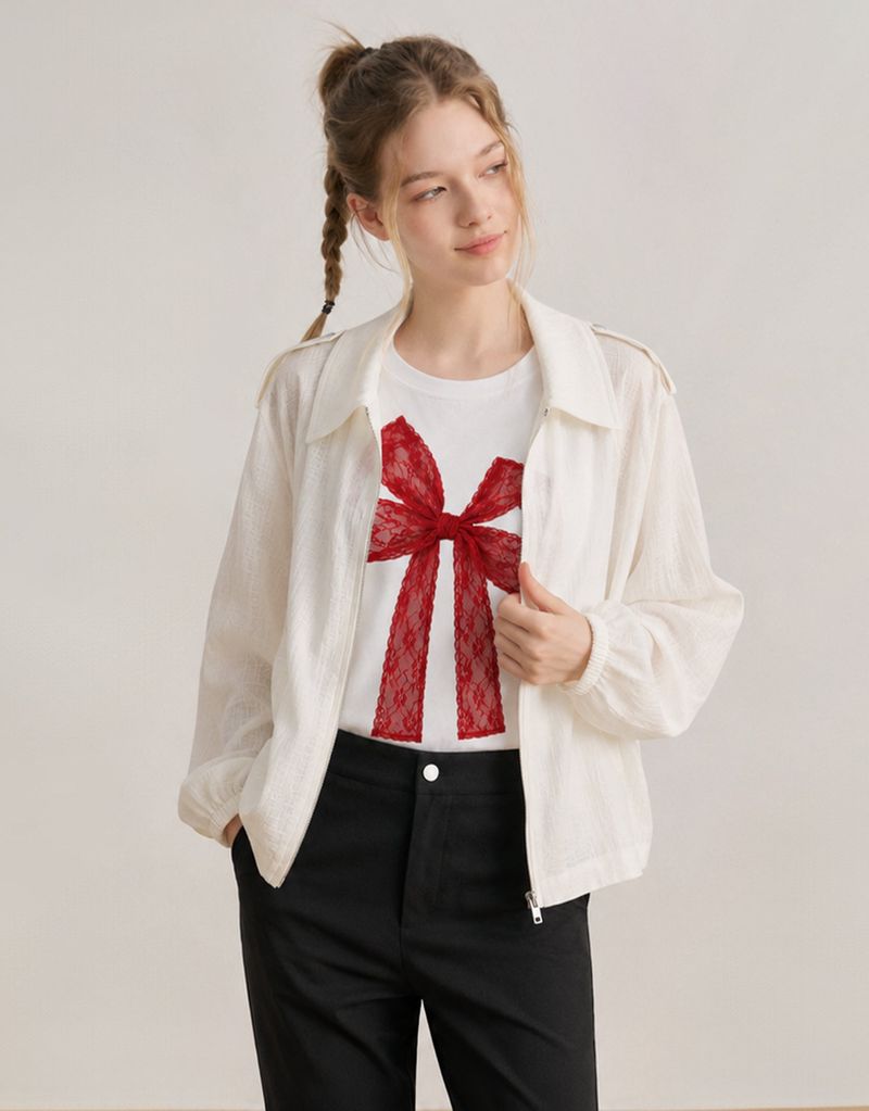 Nova Linen Sheer Summer Blouson Ivory