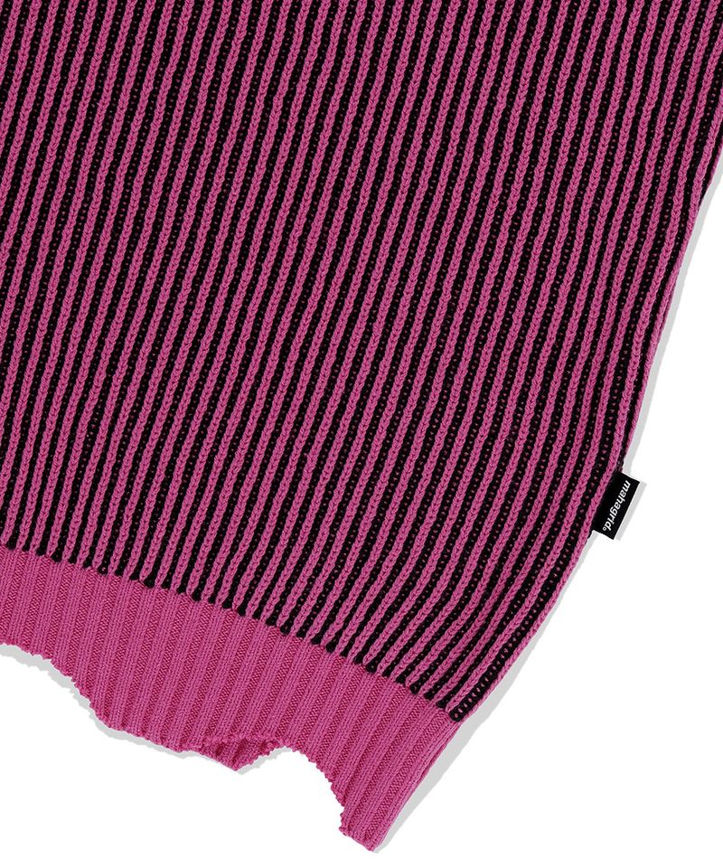 CUTTING CONTRAST HALF ZIP-UP KNIT