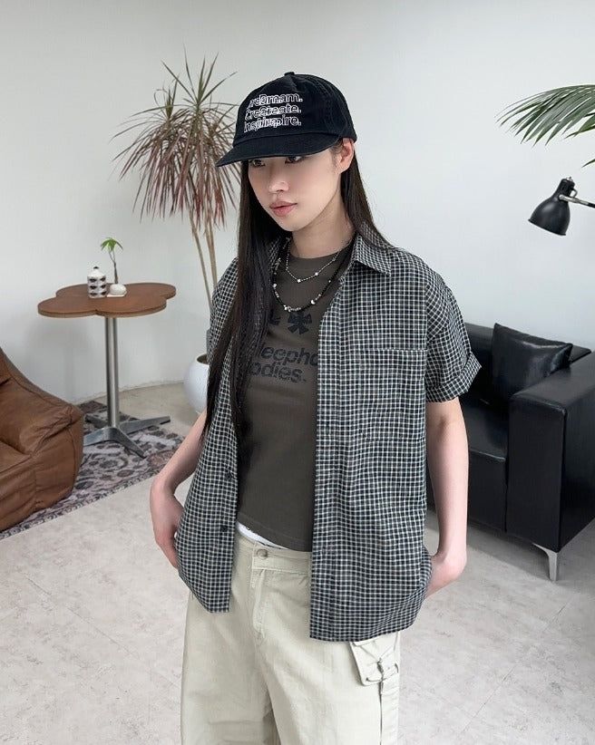 SATIIIZ（サティーズ）の「Luati Crop Check Shirt（Tops）」