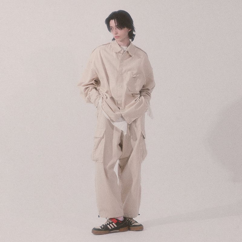 grunge wide cargo pants_lightbeige
