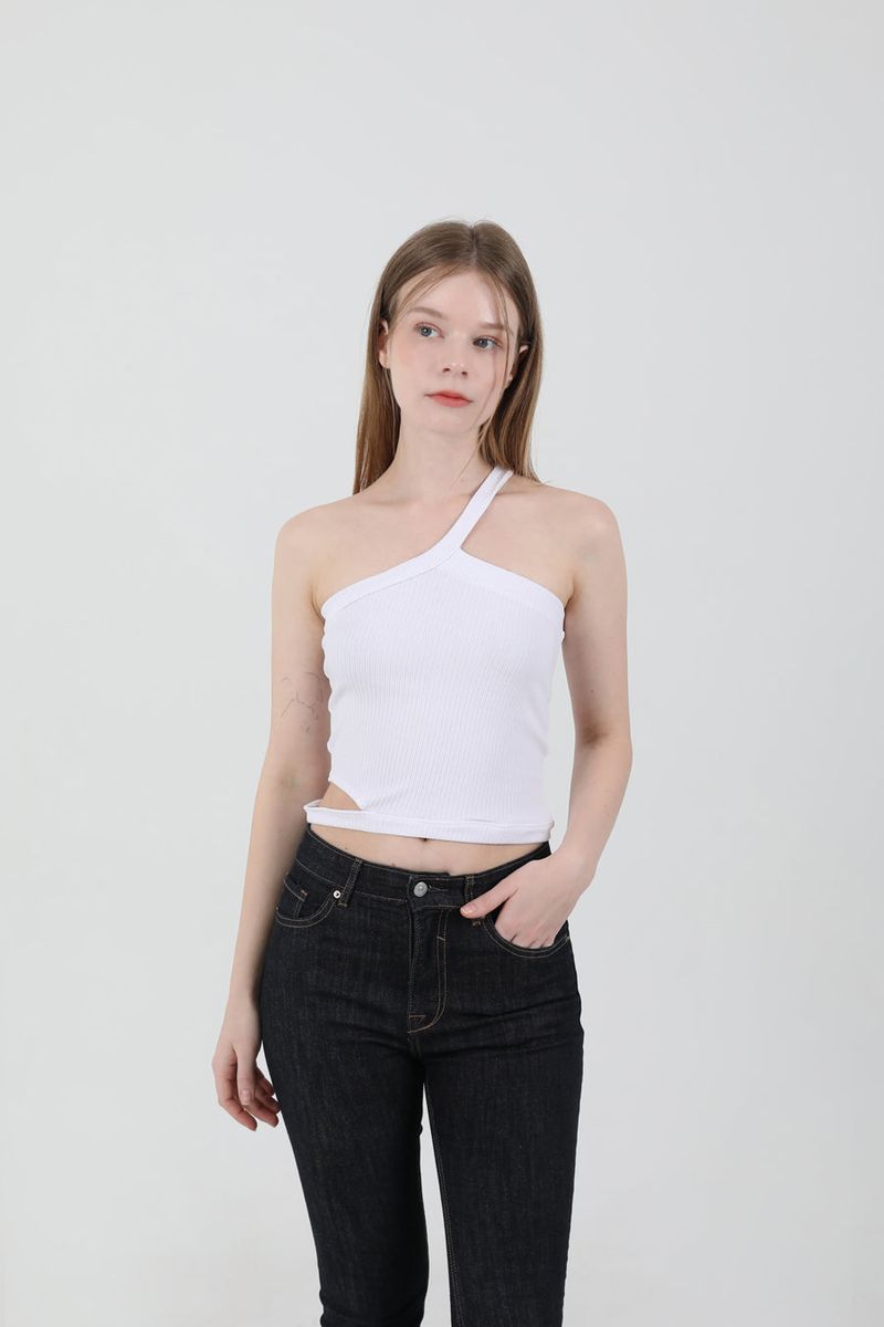 cattline（カトリーヌ）の「Unbalance Halter Neck Slit Sleeveless White（Tops）」