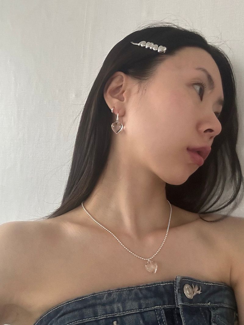 [92.5silver] Clear heart necklace