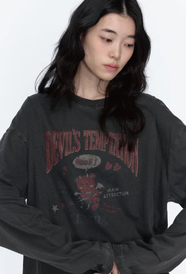 26FW★ Devil Bear Layered Pigment Long Sleeve