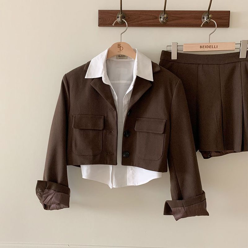 [BELLIDE MADE] Color jacket + skirt setup