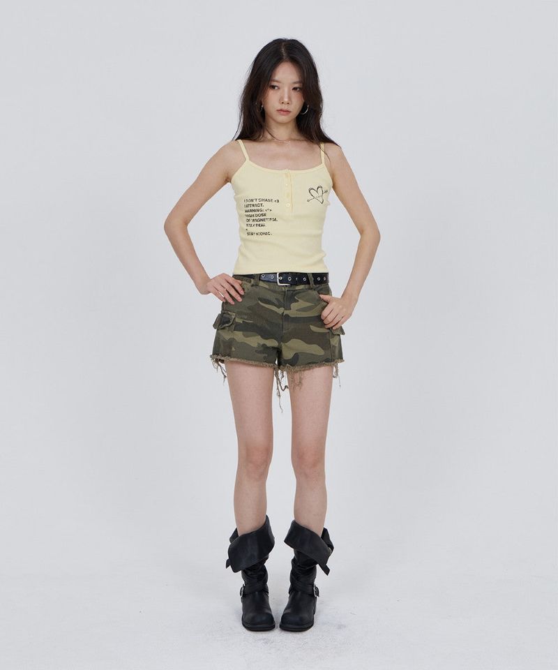 CONY WASHED CAMO CARGO SHORTS / KHAKI