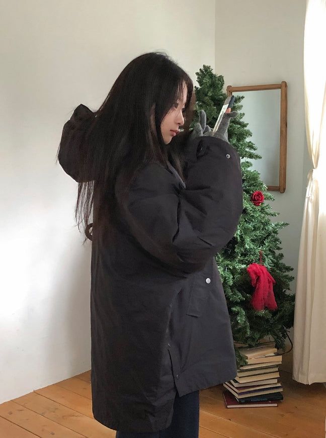Shoel Hooded Half Duck Down Padded Jumper