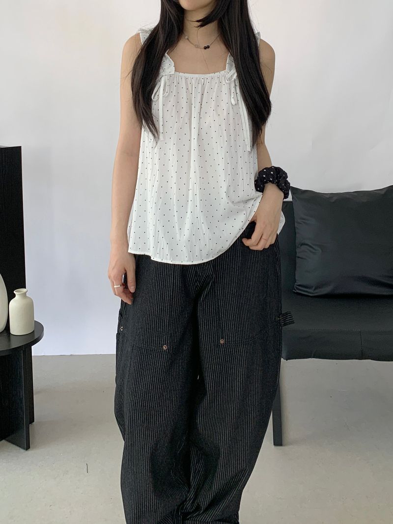 Liam Shirred Sleeveless Blouse