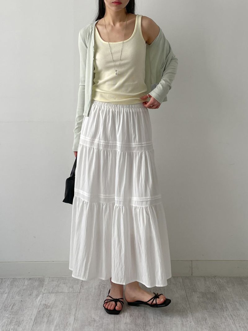 Layered Tiered Flare Long Skirt