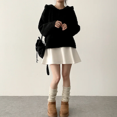 Lorton Wool Pin Tuck Flared Miniskirt