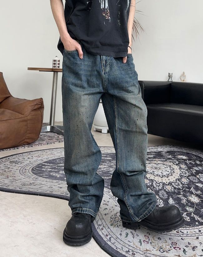 SATIIIZ（サティーズ）の「リケンオイルウォッシュ加工フレアジーンズ（パンツ）」