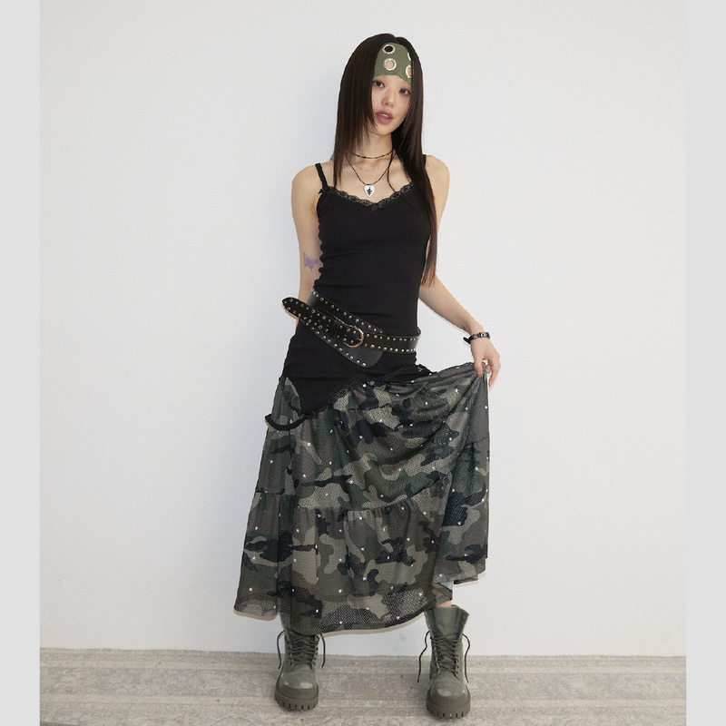 MESH STAR CAMO SKIRT
