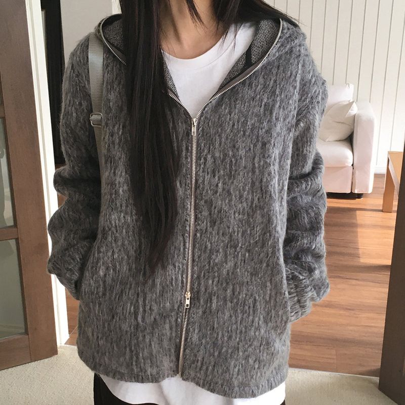 WONDER WONDER(ワンダーワンダー)の「Dubo MoHair Fur Brush Zipper Hood Zip-Up(Jackets/Outerwear)」