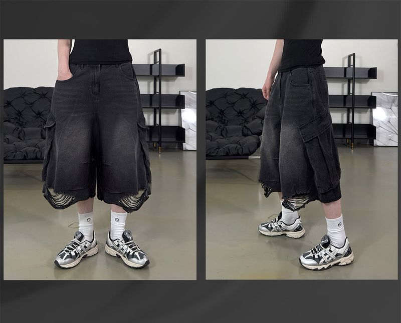 Daken Distressed Cargo Denim Bermuda